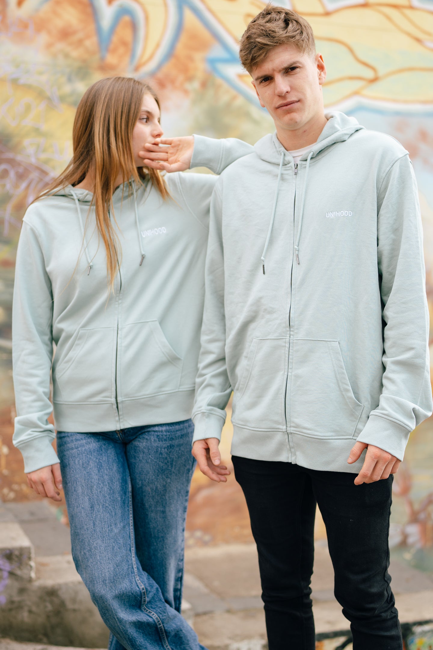 Hoodie Zip Simplicity Menta